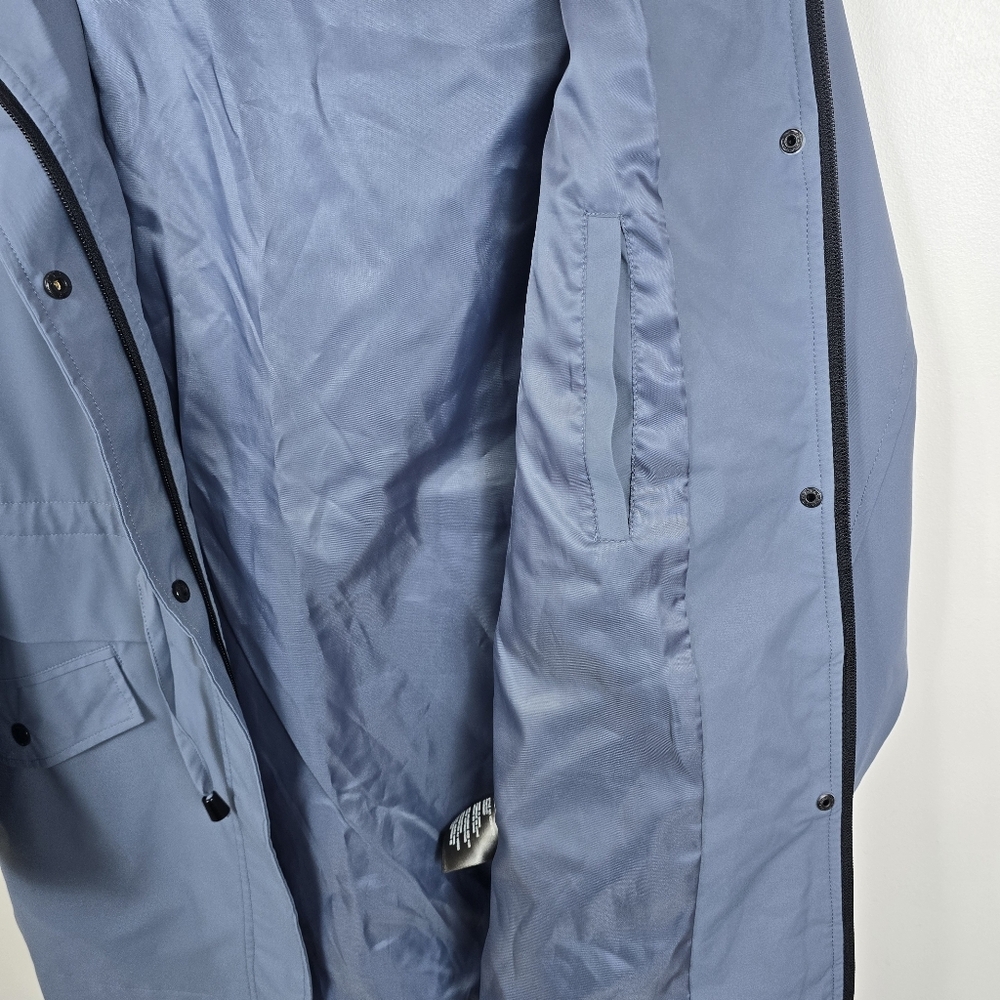 Vince Camuto Blue Hooded Rain Jacket Drawstring Waist Water Resistant XS - Picture 11 of 16